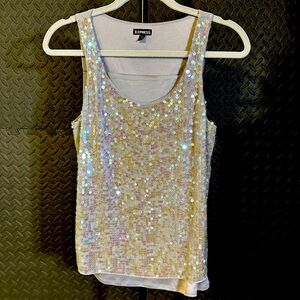 EXPRESS Sequin Tank Top Grey Size S